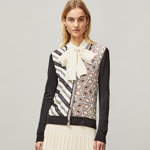 NWT Tory Burch Silk Front Cardigan Sweater